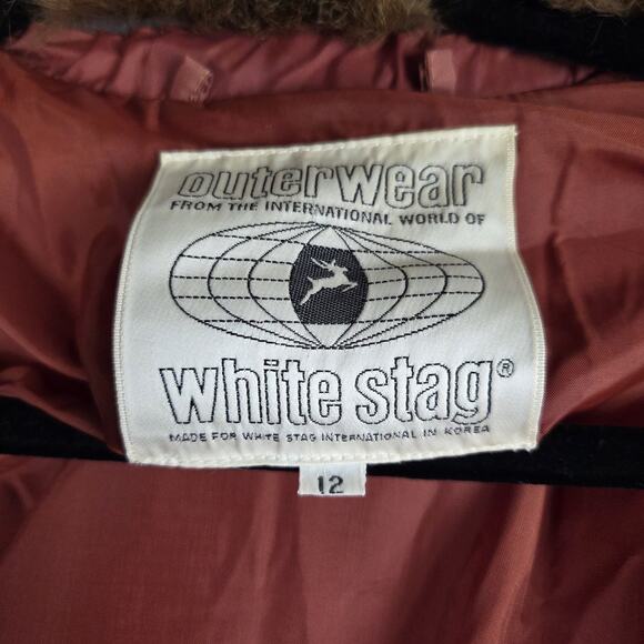 Vintage Quilted Jacket Womens Size 12 Real Fur Collar Long Rust Burnt Red Belted - Picture 5 of 11